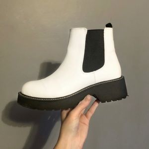 Madden Girl Lug Sole Chelsea Boot White